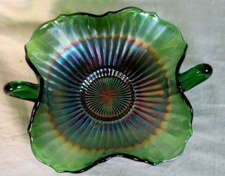Fenton Vintage Carnival Glass Handled Bon Bon Dish Stippled Rays Pattern