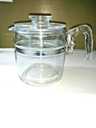 Vintage Pyrex 7756 Flame Ware 6 Cup Glass Stove Top Coffee Pot Percolator