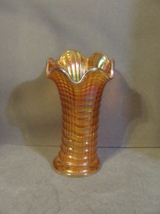 Vintage Imperial Marigold Carnival Glass Ripple Vase 5 3/4 "