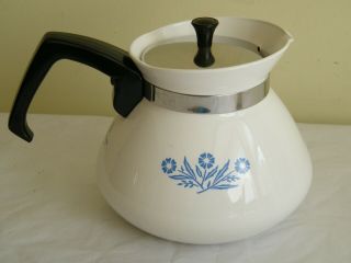 Vintage Corning Ware Blue Cornflower 6 Cup Tea Pot with Strainer 3