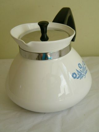 Vintage Corning Ware Blue Cornflower 6 Cup Tea Pot with Strainer 6