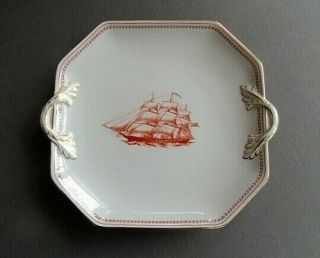 Spode Trade Winds Red (gold Trim) Handled Cake Serving Plate/tray 1st Quality