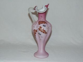Vintage Victorian Cranberry Pink Cased Art Glass 10 " Pitcher Jug Vase Fenton ?