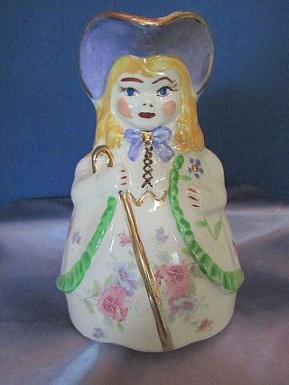 Shawnee Pottery 1940s Little Bo Peep Water Milk Pitcher Vase With Gold Trim