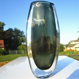 Orrefors Sweden Art Glass Vase Signed Nils Landberg 3538718 Smoke Dusk Sommerso