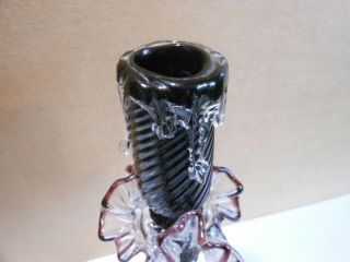Vintage Fenton Hand Blown Black Amethyst Candlestick with Applied Candle Drips 2