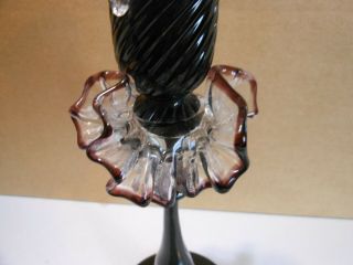 Vintage Fenton Hand Blown Black Amethyst Candlestick with Applied Candle Drips 3