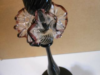 Vintage Fenton Hand Blown Black Amethyst Candlestick with Applied Candle Drips 4