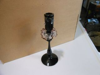 Vintage Fenton Hand Blown Black Amethyst Candlestick with Applied Candle Drips 5