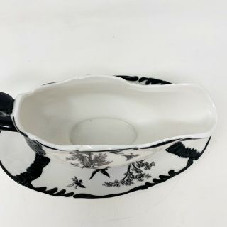 Aux Au Provence Black Toile Country Rooster Gravy Boat With Underplate 3