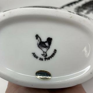 Aux Au Provence Black Toile Country Rooster Gravy Boat With Underplate 4