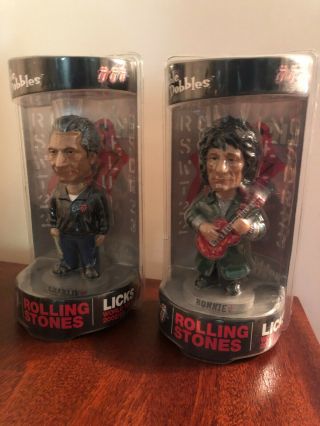 Ronnie Wood - Charlie Watts Bobbleheads 2002 - 2003 World Licks Tour.  Cases