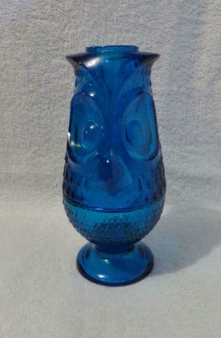 Vintage Viking Blue Glass Owl 2 Pc.  Candle Lamp - - Perfect - Look