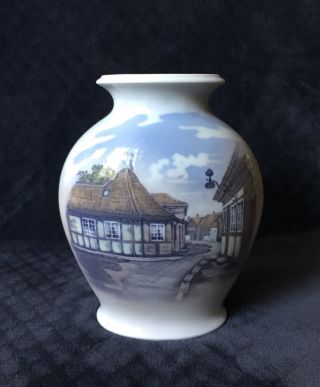C.  1965 Royal Copenhagen Ovoid Shape/ Moon Flask Vase 4588 Village Scene