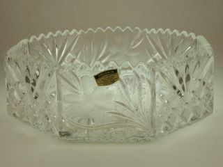 Vintage Heavy Polonia Hand Cut Crystal Octagonal Fruit / Serving Bowl Irena Gg27