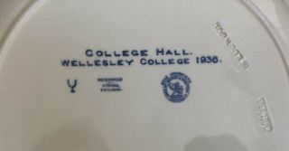 2 Wellesley College Wedgwood Blue,  Etruria Plates - The Chapel & College Hall 1936 4