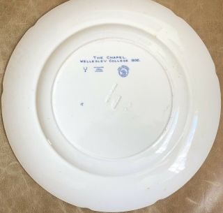 2 Wellesley College Wedgwood Blue,  Etruria Plates - The Chapel & College Hall 1936 6