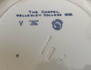 2 Wellesley College Wedgwood Blue,  Etruria Plates - The Chapel & College Hall 1936 7