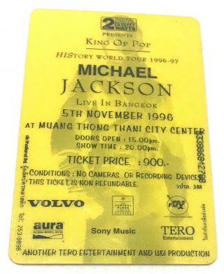 1996 Michael Jackson Concert Ticket HISTORY TOUR Live in Bangkok 2