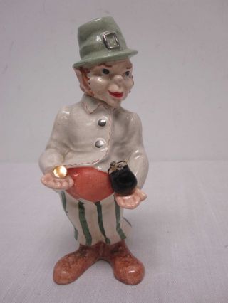 Will Young British Art Pottery Leprechaun Figure With Coin 7 "