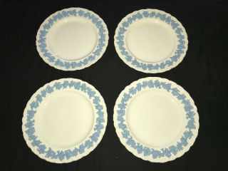4 Wedgwood Embossed Queensware Lavender On Cream Shell Edge Salad Plates Minty