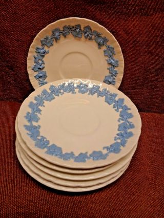 Wedgwood Queensware Lavender On Cream Shell Edge 6 Coffee Saucers