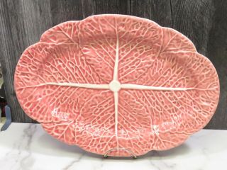Bordallo Pinheiro Pink Cabbage Leaf Oval Serving Platter 14.  5 "