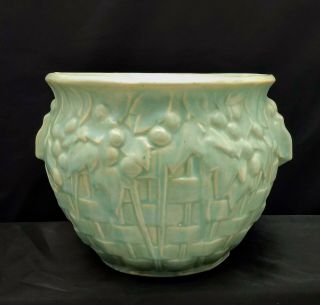 Vintage Nelson Mccoy Art Pottery Basket Weave Jardiniere Planter Pot
