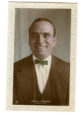 Douglas Fairbanks Vint Colourgraph Embossed Photo Postcard