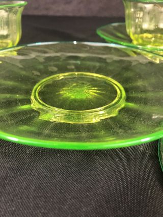 Antique Uranium Or Vaseline Glass Set Of Bowls And Dishes.  Great Color 1800s? 5