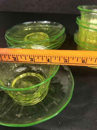 Antique Uranium Or Vaseline Glass Set Of Bowls And Dishes.  Great Color 1800s? 8