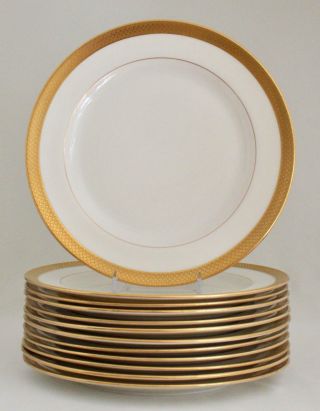 6 Vintage Lenox 7/t.  6 Salad Dessert Plates 8.  25 " Gold Encrusted Band Green Mark
