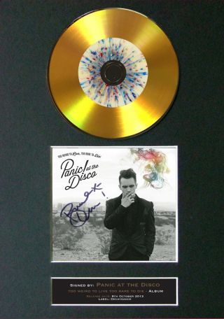 127 Brendan Urie Panic At The Disco Gold Cd Signed Autograph Mounted A4