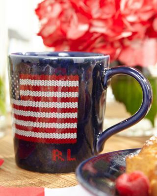 Ralph Lauren Bradfield US Flag Set of 2 Mugs Red,  White & Blue Americana 3