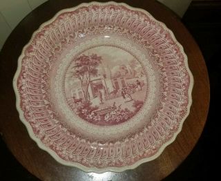 Antique Staffordshire Zoological Gardens Clews Pink Transferware Plate