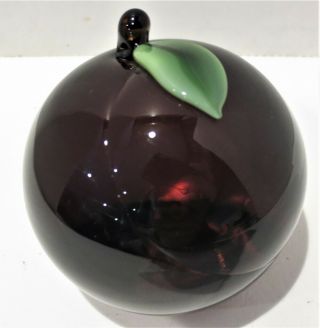 Vintage Orient & Flume Art Glass Paperweight Purple Plum Martell Signed Numbered