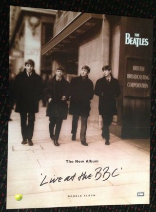 Beatles Live At The Bbc 23.  5x31.  5 Promo Poster Capitol Emi Apple 1994