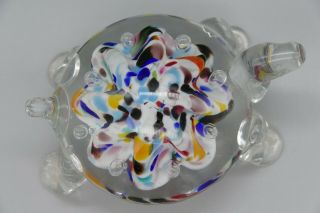 Murano Sea Turtle Hand Blown Glass Millefiori Paperweight Crafted In Italy