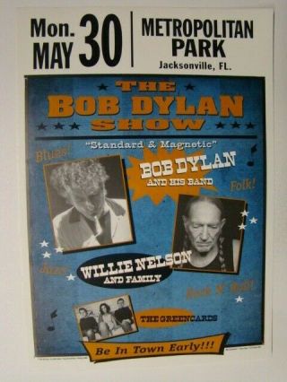 2005 Bob Dylan & Willie Nelson Concert Poster Metropolitan Park Jacksonville Fl