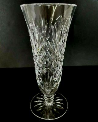 Waterford Ashbourne 7 " Footed Vase Cut Crystal Fan Vertical Diamond Cross Flared