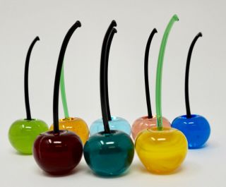 Murano Glass Authentic Colorful Cherries,  Set of 3 2