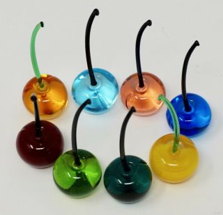 Murano Glass Authentic Colorful Cherries,  Set of 3 3