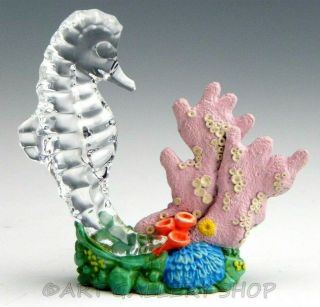Waterford Ireland Figurine Crystal Jewels Seahorse Coral Reef Waterwonders