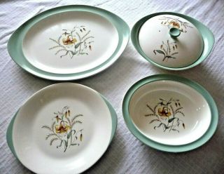 Vintage Wedgwood Tiger Lily Set Of 4 Serving Dishes Platter Bowl Tureen Plate