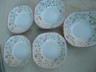 Johnson Bros Summer Chintz Set Of 5 - 6 1/8 " Square Cereal Bowls England Disc 