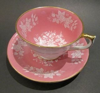 Vintage Aynsley Teacup And Saucer In Pink