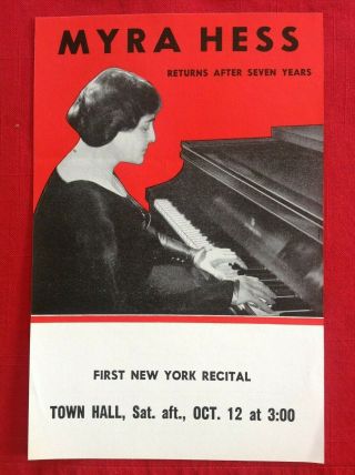 10/12/1946 Myra Hess Carnegie Hall Returns After 7 Years Handbill Flyer