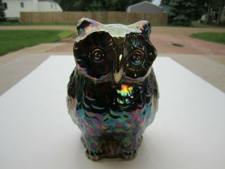 Large Fenton Purple Carnival Glass Owl Figurine