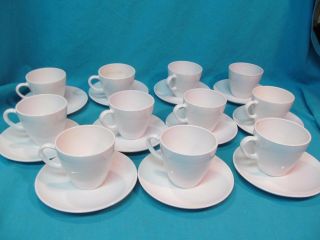 Set Of 11 Corning Centura White Coupe Tea Cups & Saucers