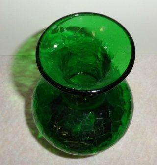 Blenko Emerald Green Crackle Glass Vase 2
